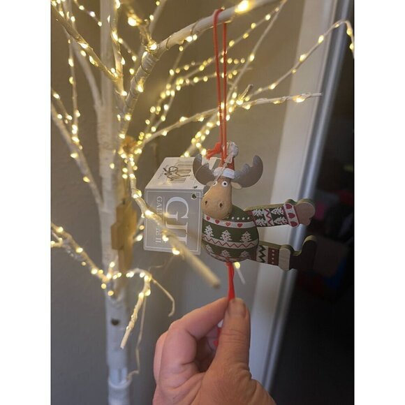 nwt xmas tree ornament moose with ugly sweater spring action loaded - Picture 6 of 6